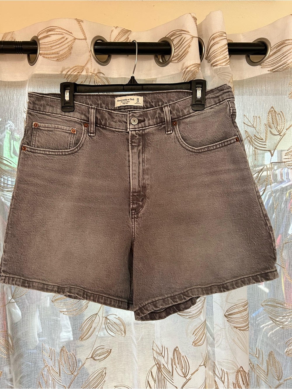 Abercrombie & Fitch Gray Wash High-Rise Jean Shorts